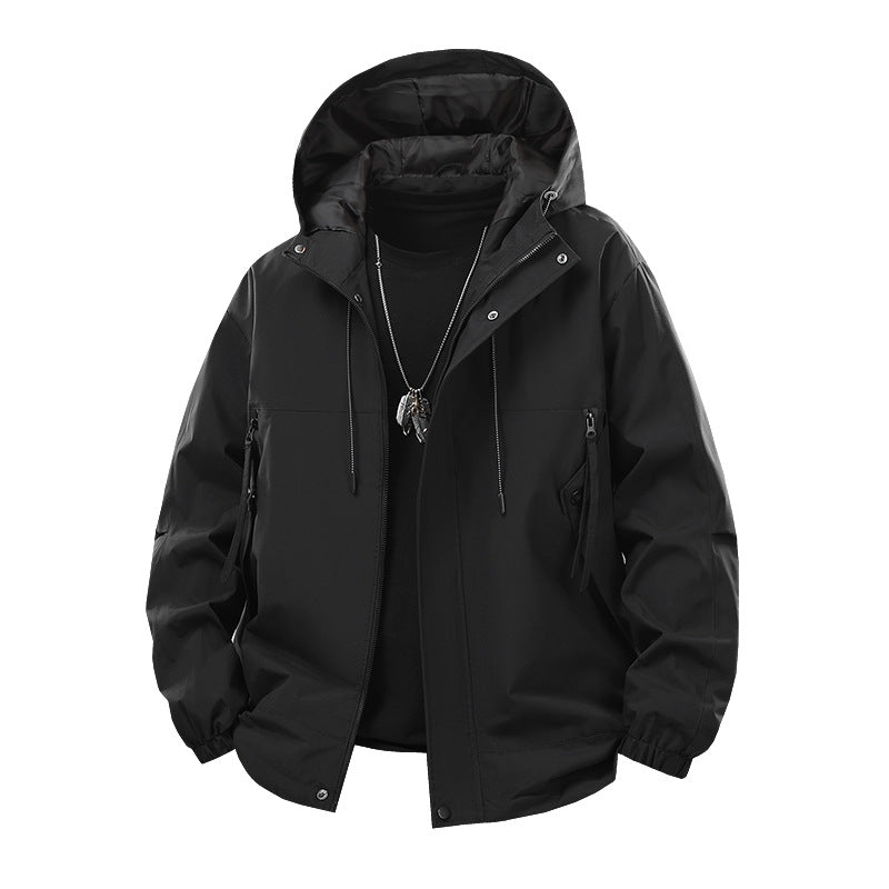Men's Oversized Utility Softshell Jacket with Hood, Water-Repellent Membrane & Zipper Pockets Mune Fashion