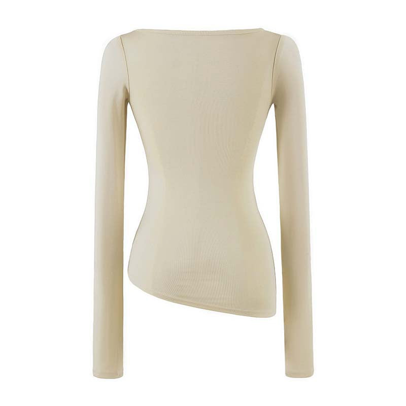 Women Figure-Hugging Midi Dress with Asymmetrical Hem and Panel Design Mune Fashion