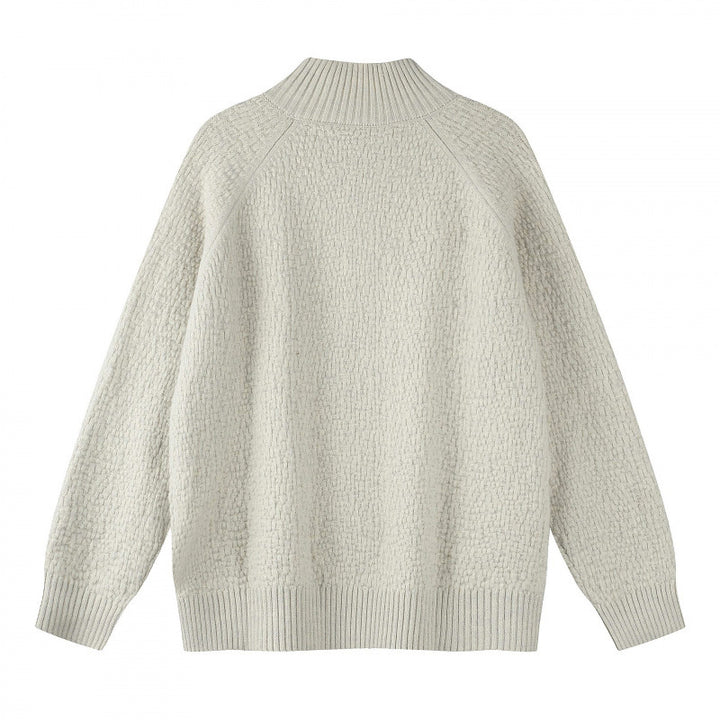 Unisex Structured Half-Zip Knit Sweater with Henley Button Placket and Raglan Sleeves Mune Fashion
