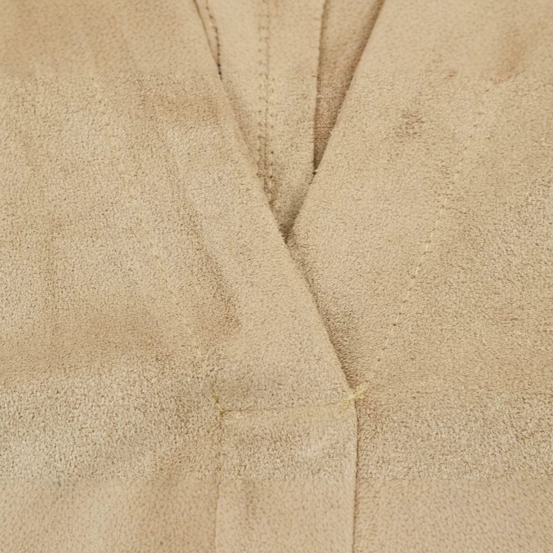 Women's Oversize Suede Look Jacket with Deep V-Neck and Shirt Collar