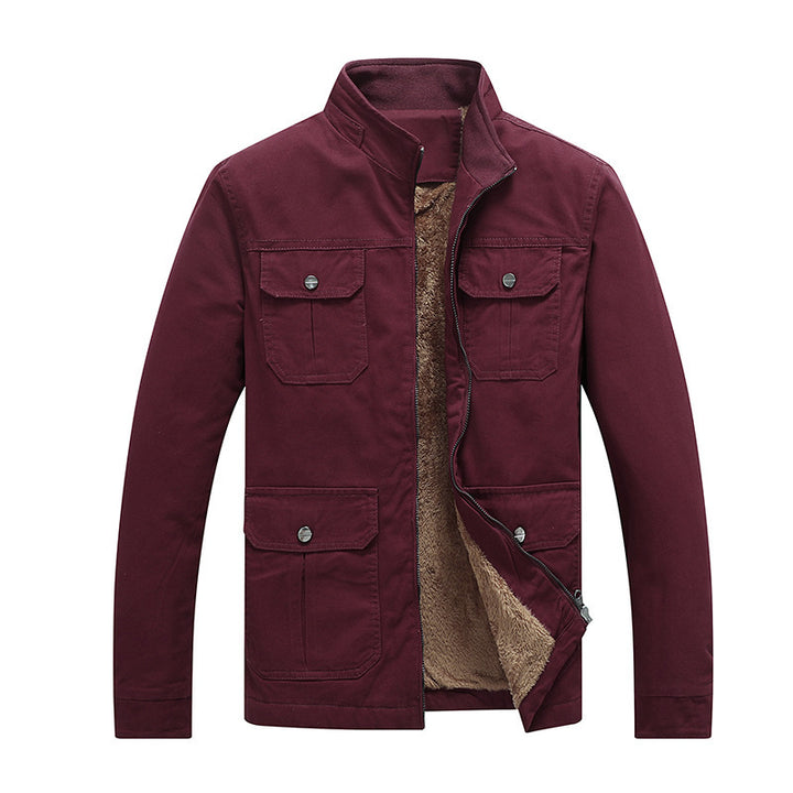 Men's Utility Field Jacket made of cotton canvas with teddy lining and stand-up collar Mune Fashion