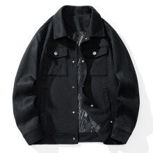 Men's overshirt made of synthetic leather with shirt collar and flap pockets Mune Fashion