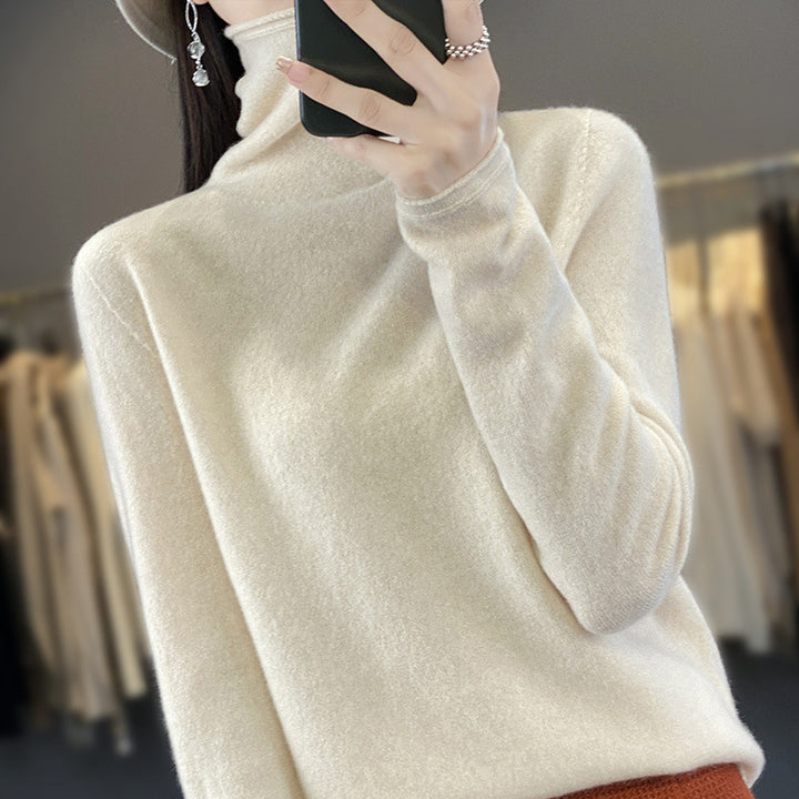 Women's Soft Fine Knit Roll Neck Sweater with Cashmere-Like Feel and Extended Cuffs Mune Fashion