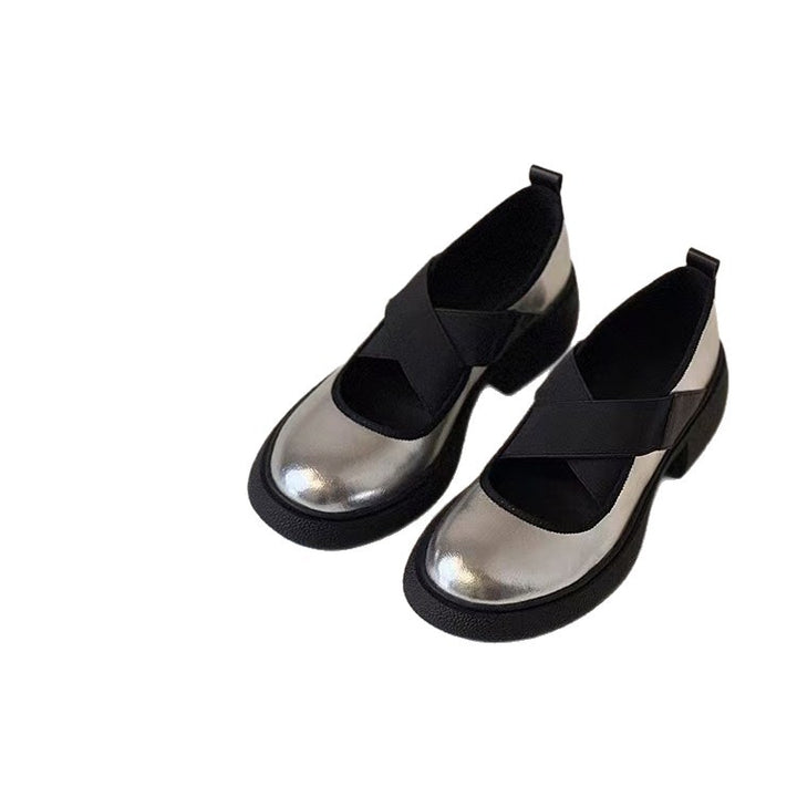 Women's Mary-Jane Slipper with elastic cross straps and profiled platform sole design Mune Fashion
