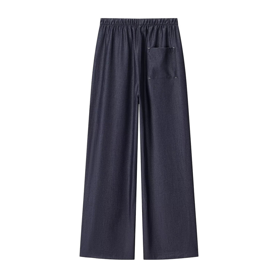 Women's wide Palazzo pants with elastic waistband and drawstring Mune Fashion