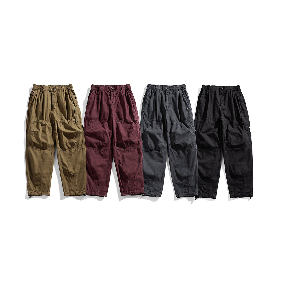 Men's relaxed utility pants with elastic waistband, reinforced knees, and corded hem Mune Fashion