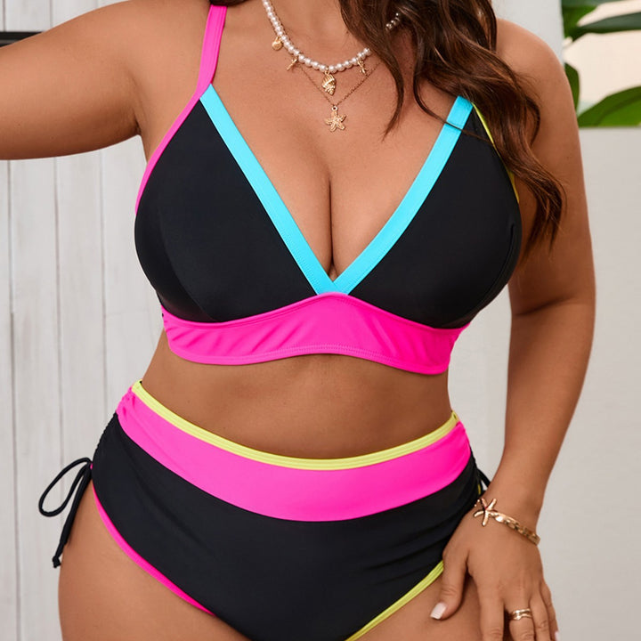 Women's sporty bikini set with high-waisted bottoms and trendy color contrast Mune Fashion