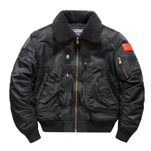 Men's Pilot Jacket with Teddy Collar and Multifunctional Pockets Mune Fashion
