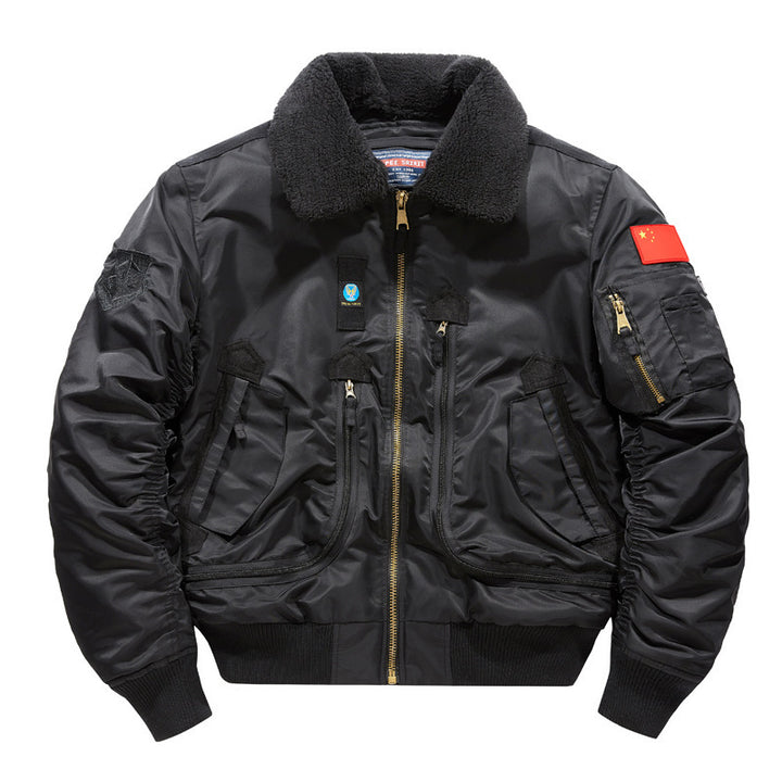 Men's Pilot Jacket with Teddy Collar and Multifunctional Pockets Mune Fashion