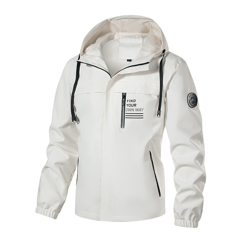 Men's Breathable Softshell Rain Jacket with Hood, Reflective Details and Concealed Zipper Mune Fashion