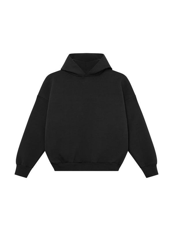 Unisex minimalist hoodie without kangaroo pocket with dropped shoulder and ribbed hem Mune Fashion
