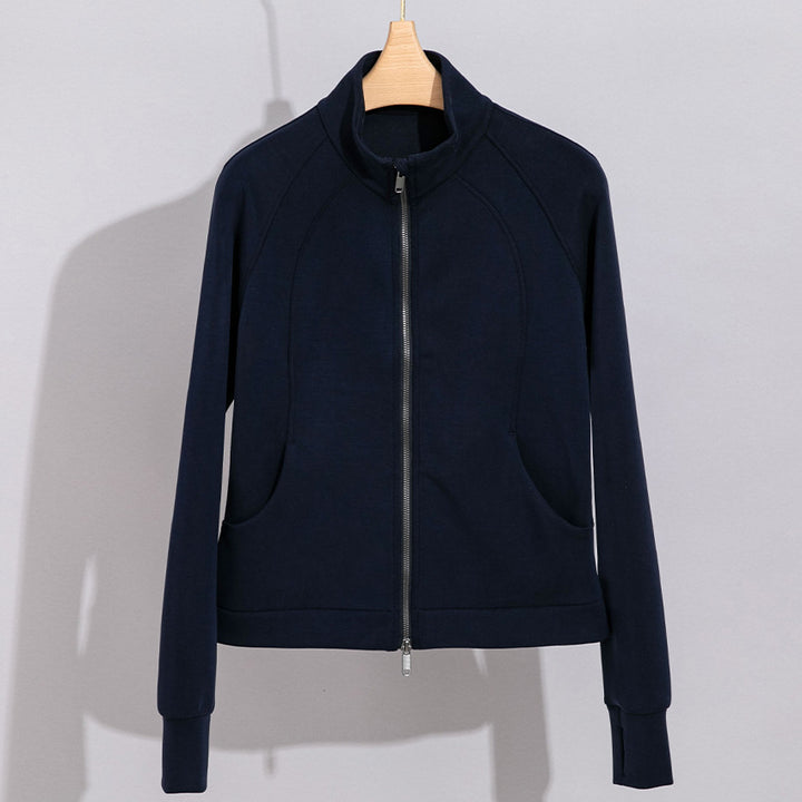 Women's Performance Training Jacket with Stand Collar and Thumb Hole Mune Fashion