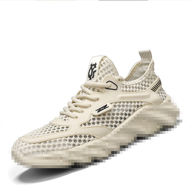 Men's Breathable Mesh Casual Sneakers with Textured Wave Platform Sole Mune Fashion