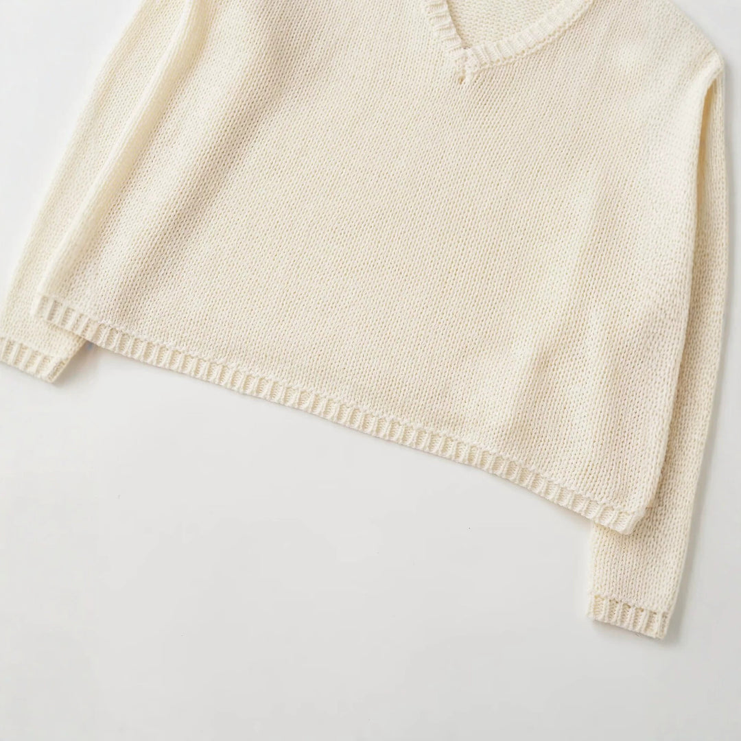 Women's Oversize V-Neck Chunky Knit Sweater Mune Fashion