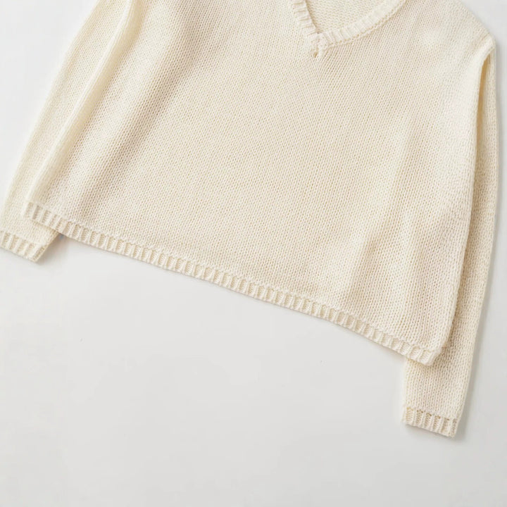 Women's Oversize V-Neck Chunky Knit Sweater Mune Fashion