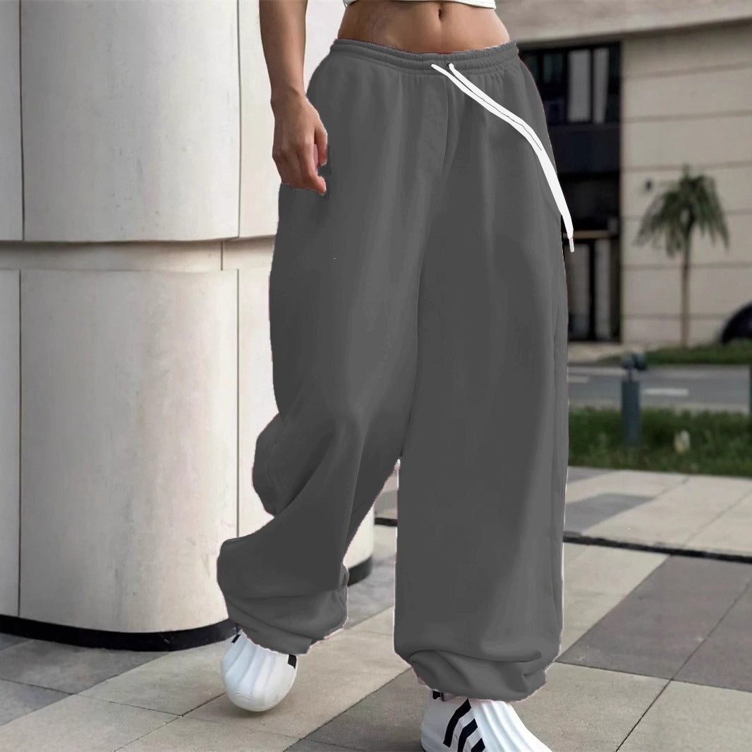 Women's wide Baggy joggers with a high comfort waistband, drawstring and elastic ankle cuffs Mune Fashion