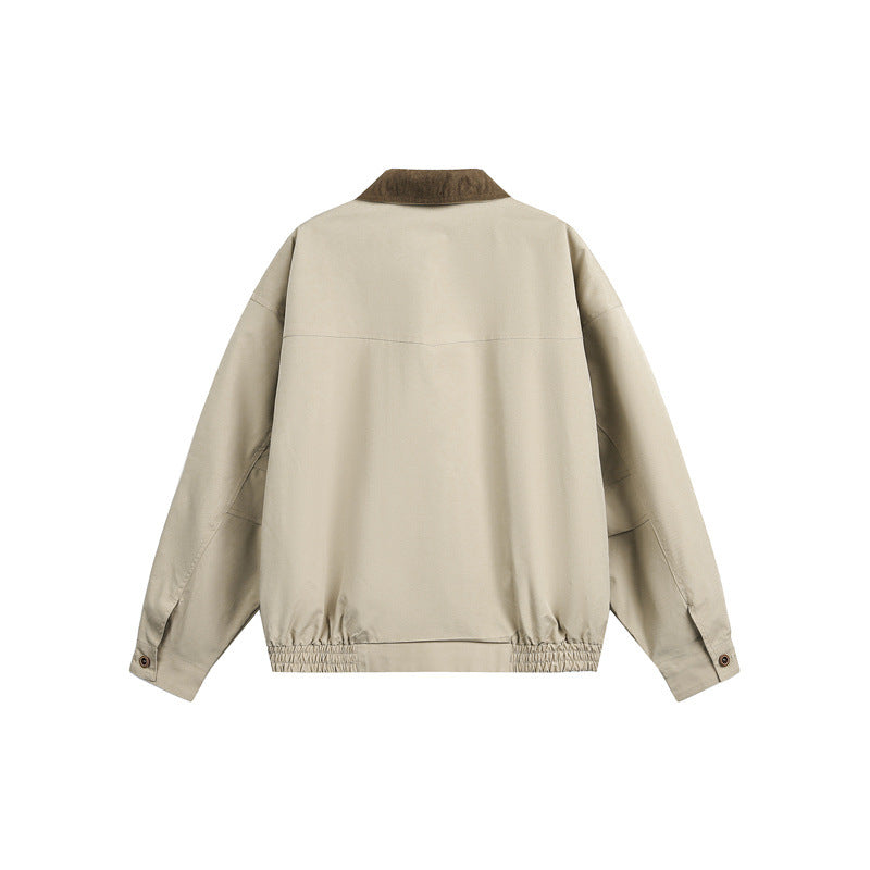 Unisex Casual cut Blouson jacket in field style with cord collar and check inner lining Mune Fashion