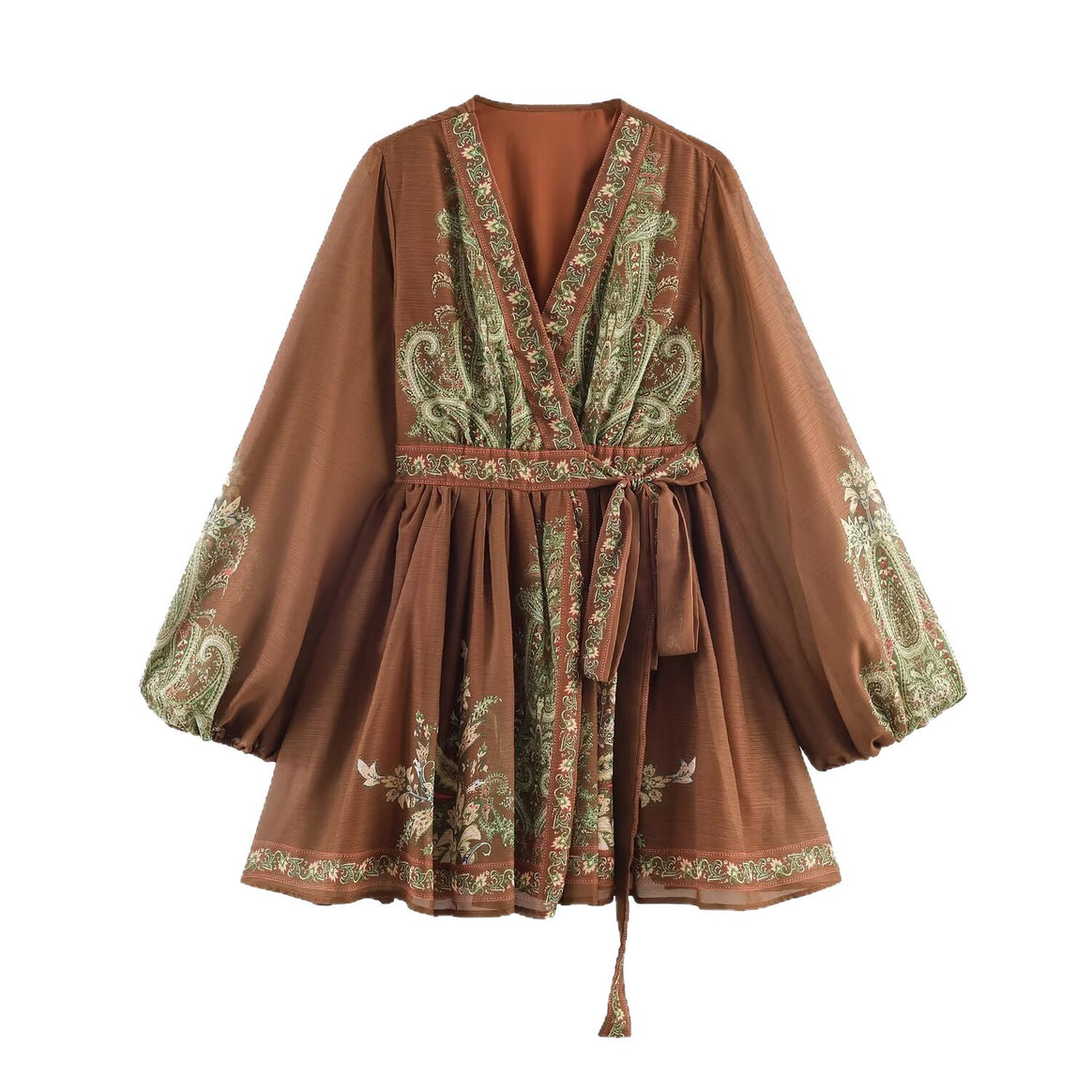 Women's short robe with elaborate embroidery in Boho-Kimono style Mune Fashion