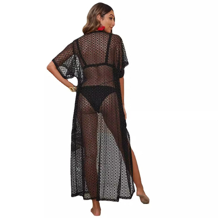 Women's airy crochet beach cover-up with elegant V-neck Mune Fashion