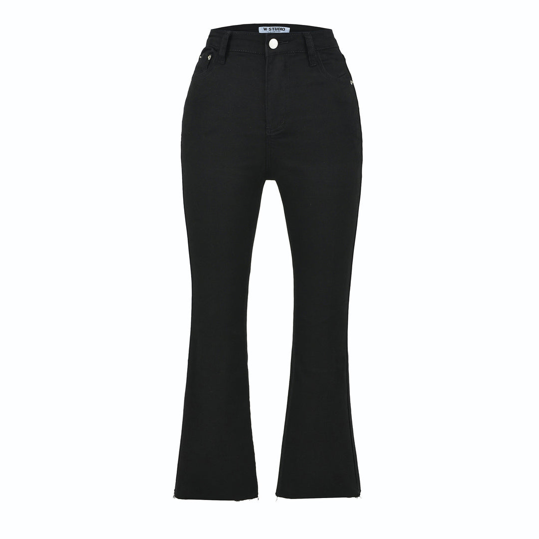 Women's Highwaist Flared Trousers made of Stretch Denim with five pockets and raw hem Mune Fashion