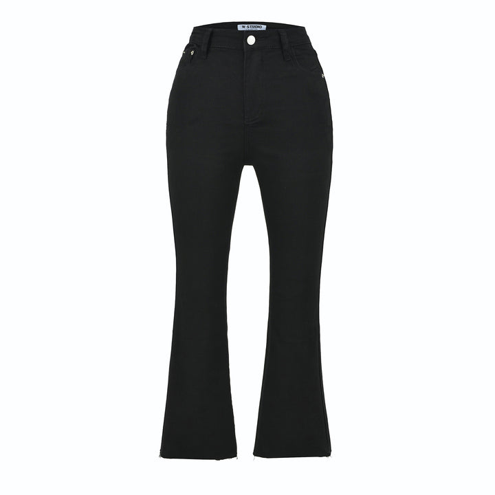 Women's Highwaist Flared Trousers made of Stretch Denim with five pockets and raw hem Mune Fashion