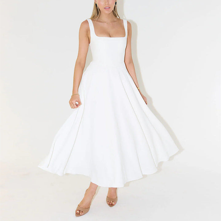 Women's A-line maxi dress with square neckline and flowing fabric Mune Fashion
