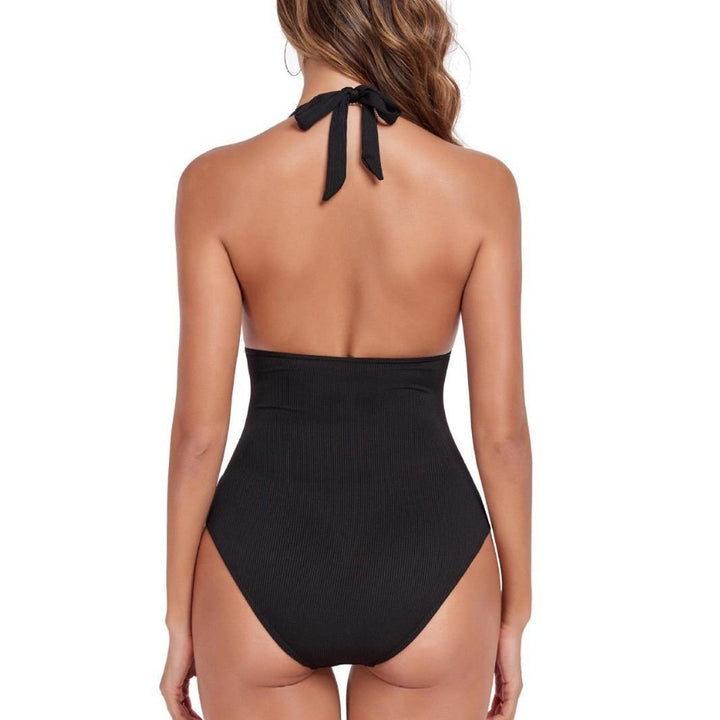 Ladies' One-Piece Swimwear with a seductive V-neck and elegant gathering element Mune Fashion