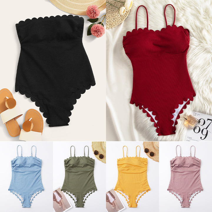 Women’s One-Piece Swimsuit with Feminine Ruffle Details and Adjustable Straps Mune Fashion