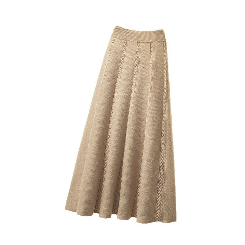 Women's Pleated Midi Skirt with Textured Cable Pattern Mune Fashion