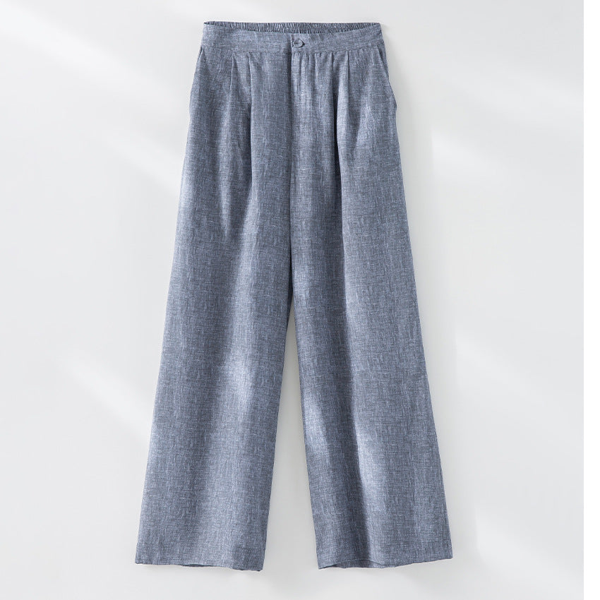 Women Wide Pleated Pants with High Elastic Waistband and Relaxed Fit Mune Fashion