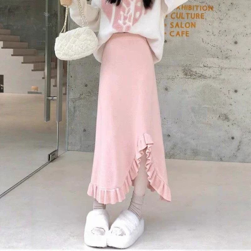 Women's Long Skirt with Ruffled Hem Mune Fashion