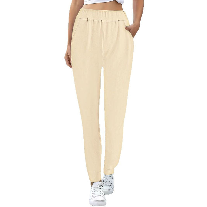 Women's Casual Jogging Pants with High Elastic Waistband, Side Pockets and Narrow Cuffs