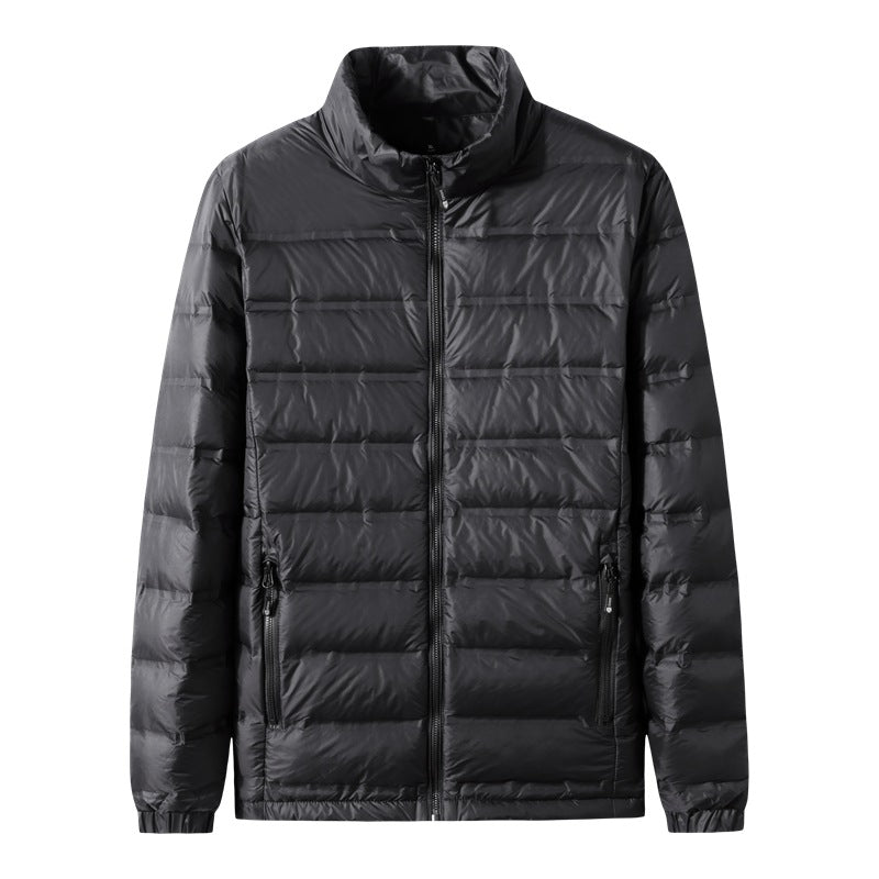 Men's Lightweight Thermal Quilted Coat with Stand-Up Collar, Two-Way Zipper and Concealed Side Pockets Mune Fashion