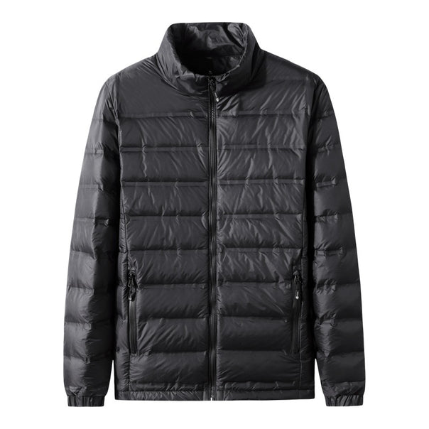 Men's Lightweight Thermal Quilted Coat with Stand-Up Collar, Two-Way Zipper and Concealed Side Pockets Mune Fashion