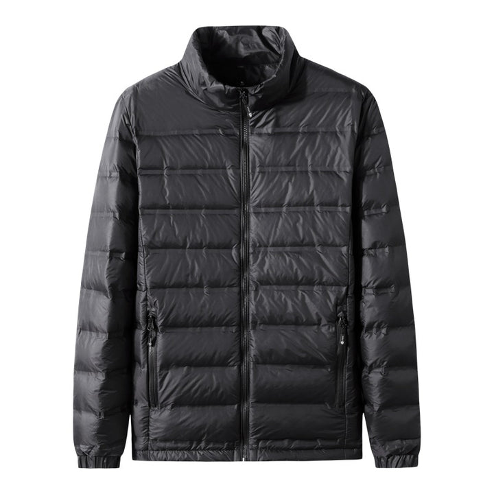 Men's Lightweight Thermal Quilted Coat with Stand-Up Collar, Two-Way Zipper and Concealed Side Pockets Mune Fashion