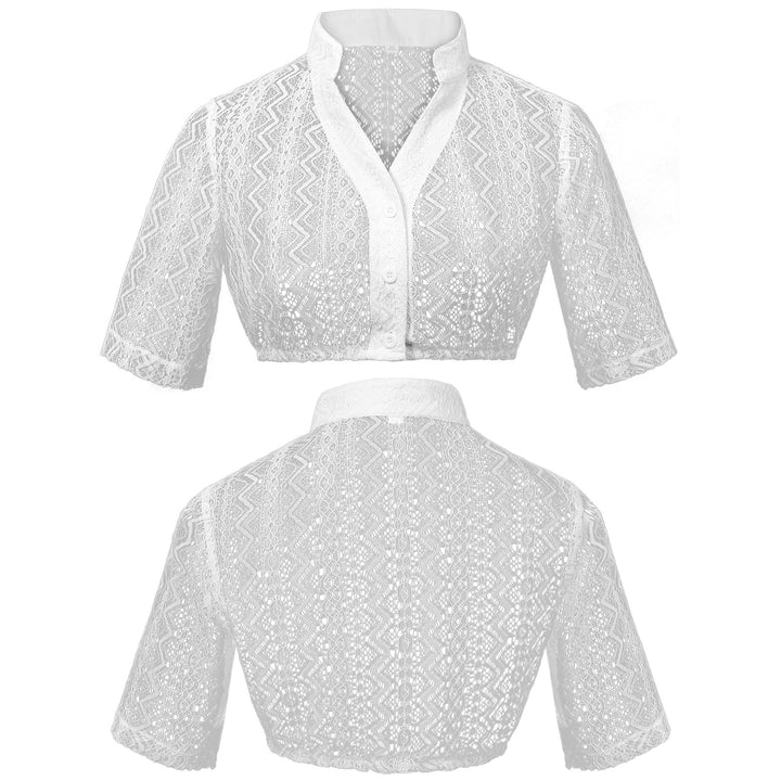 Ladies lace bolero with stand-up collar and short waist cut Mune Fashion