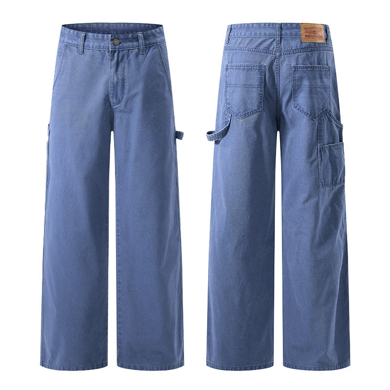 Men's Wide Utility Denim Pants with Carabiner Chain and Hammer Loop Mune Fashion