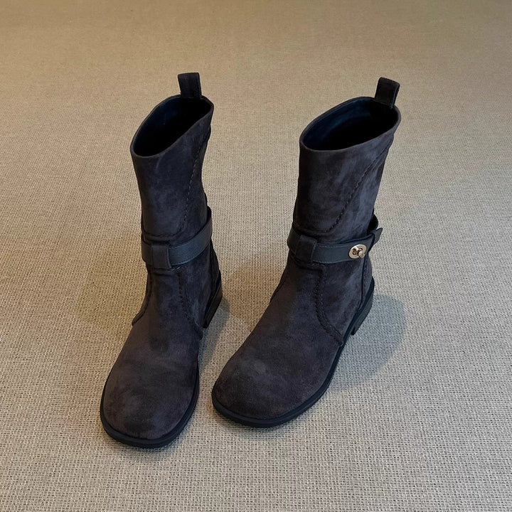 Women's Fashionable Boots with Decorative Strap Mune Fashion