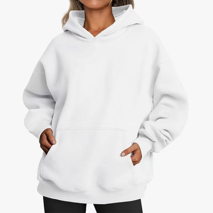 Women extra long oversized hoodie in boxy cut with kangaroo pocket and ribbed hem Mune Fashion