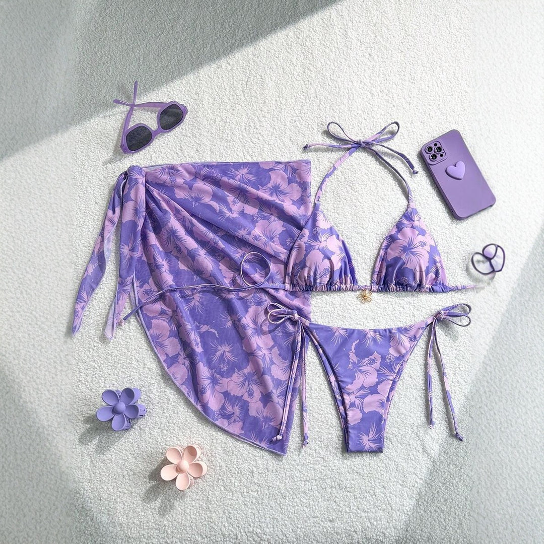 Women Triangle Bikini Set with adjustable straps and wrap Mune Fashion