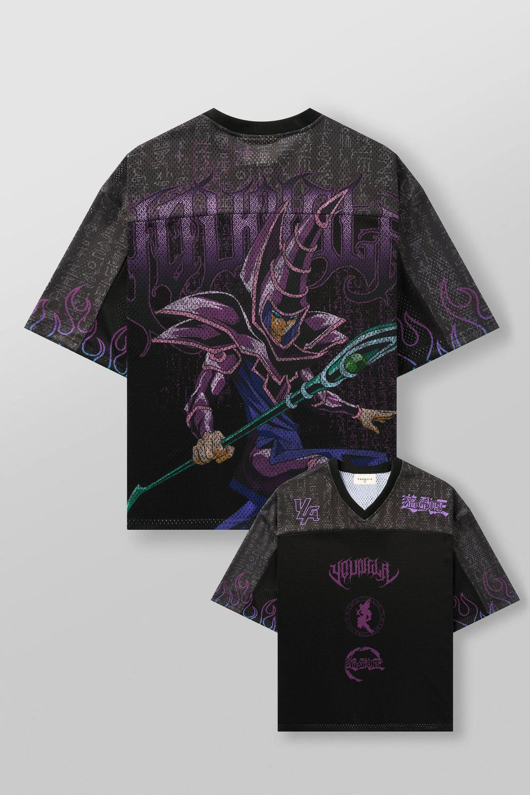 Unisex nan breathable mesh jersey with large area anime print and V-neck Mune Fashion