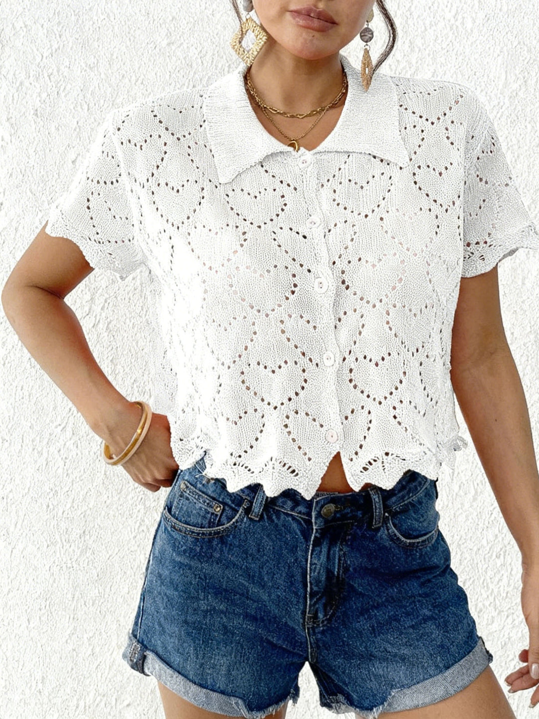 Women's airy crochet cardigan with trendy lace pattern Mune Fashion
