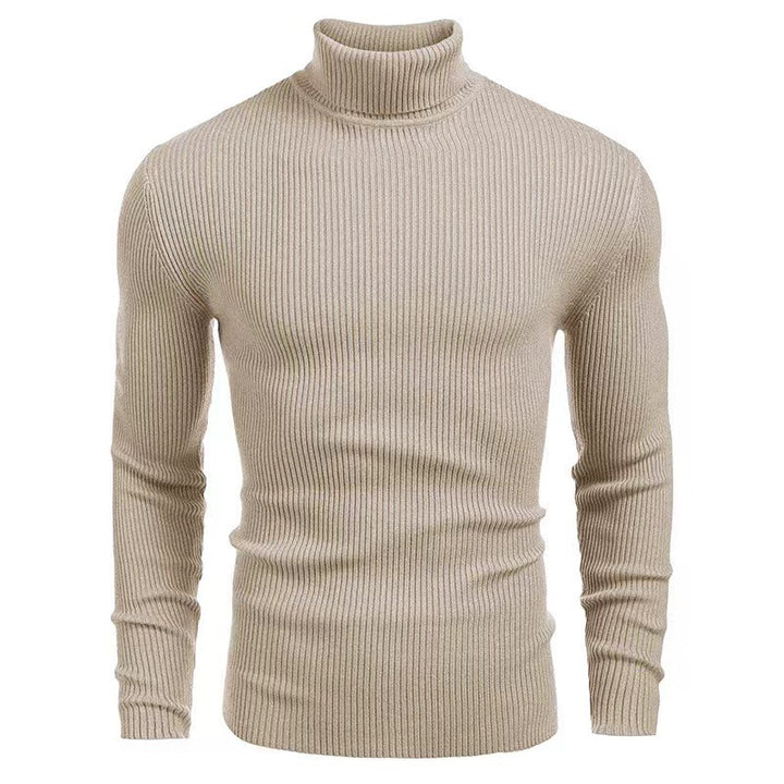 Men's ribbed turtleneck sweater fitted elastic fine knit Mune Fashion
