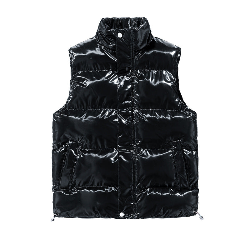 Men's Shiny Quilted Stand Collar Vest with Thermal Filling Mune Fashion