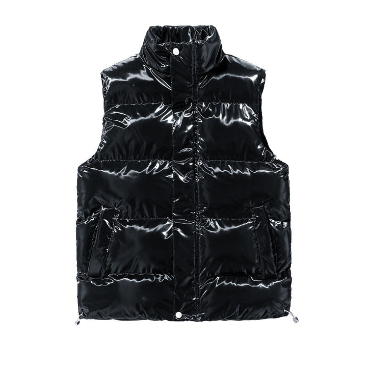 Men's Shiny Quilted Stand Collar Vest with Thermal Filling Mune Fashion