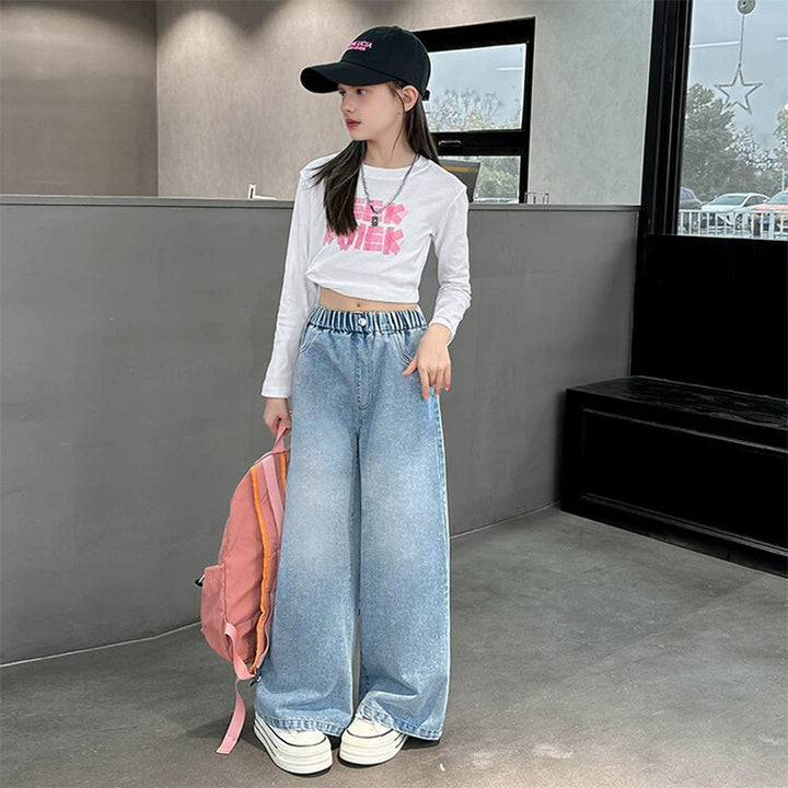 Women wide jeans with elastic waistband Mune Fashion