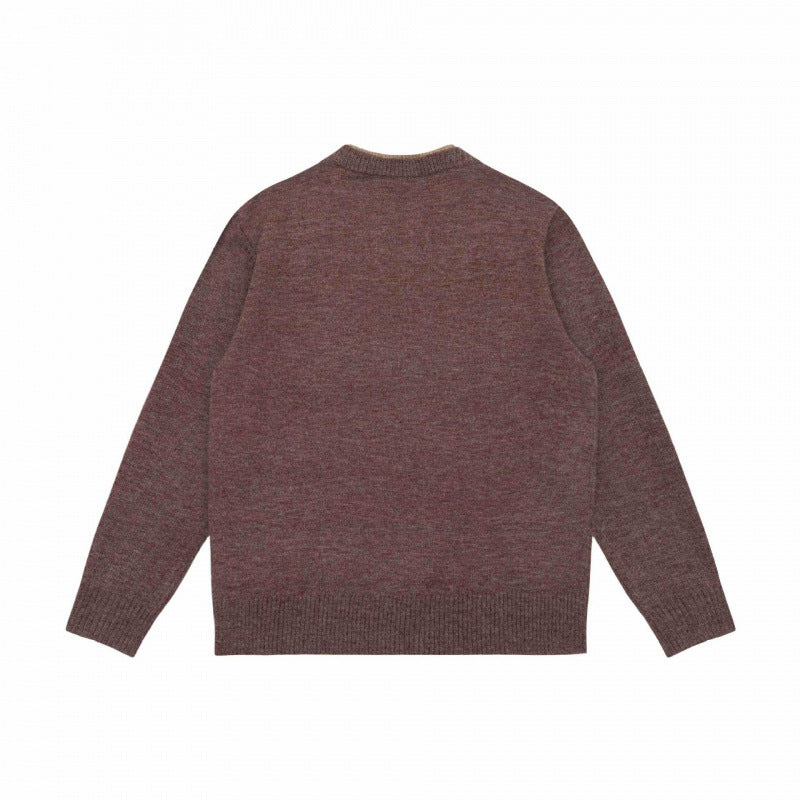 Unisex Mélange-knit sweater with half-neck V-slit and contrasted inner waistband Mune Fashion
