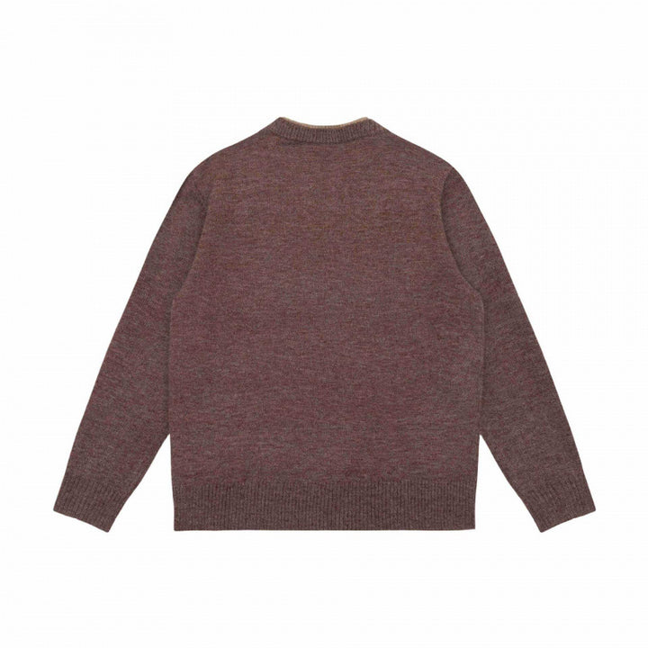 Unisex Mélange-knit sweater with half-neck V-slit and contrasted inner waistband Mune Fashion