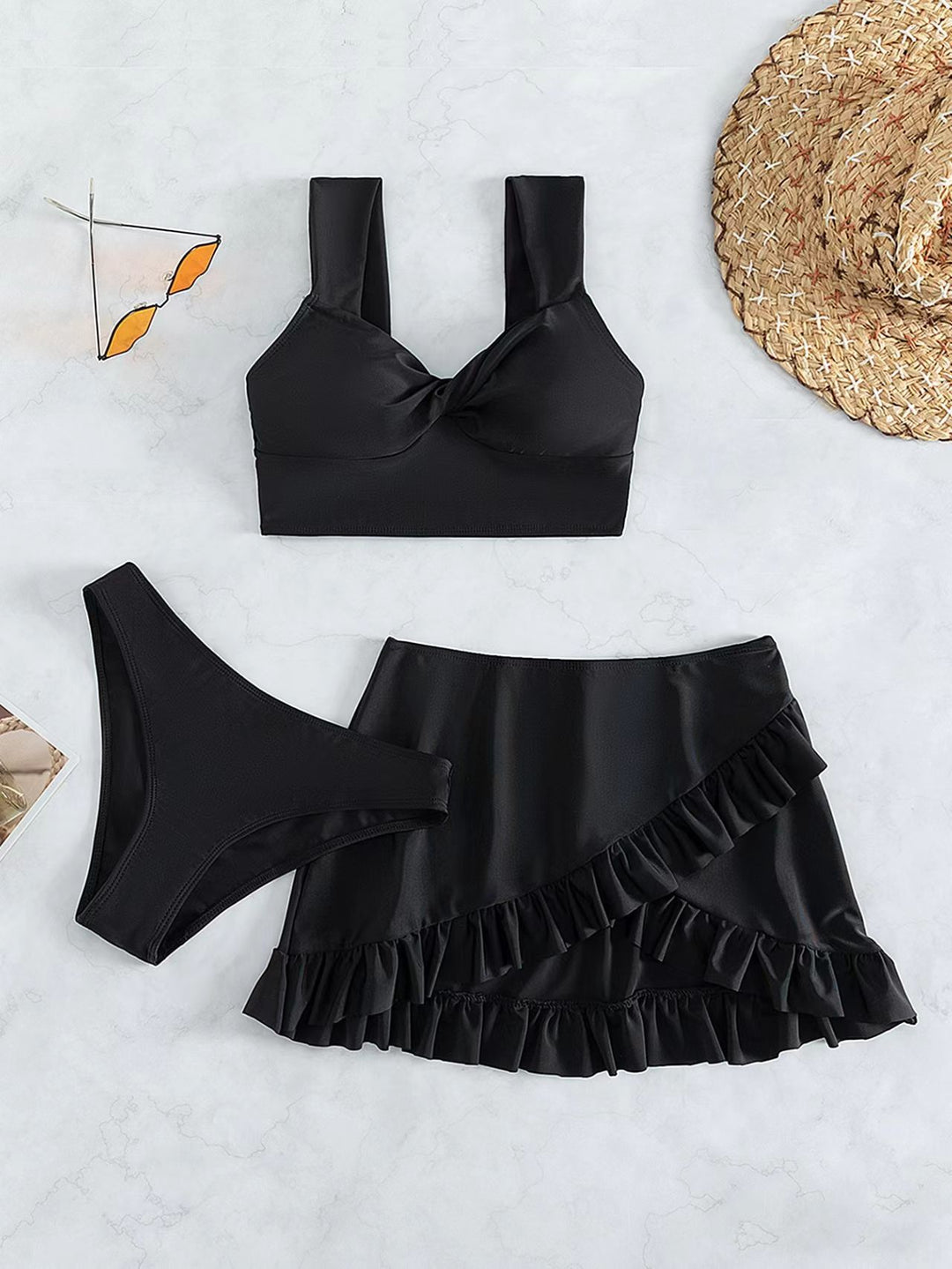 Women's leisure bikini set with wrap skirt and supportive straps Mune Fashion