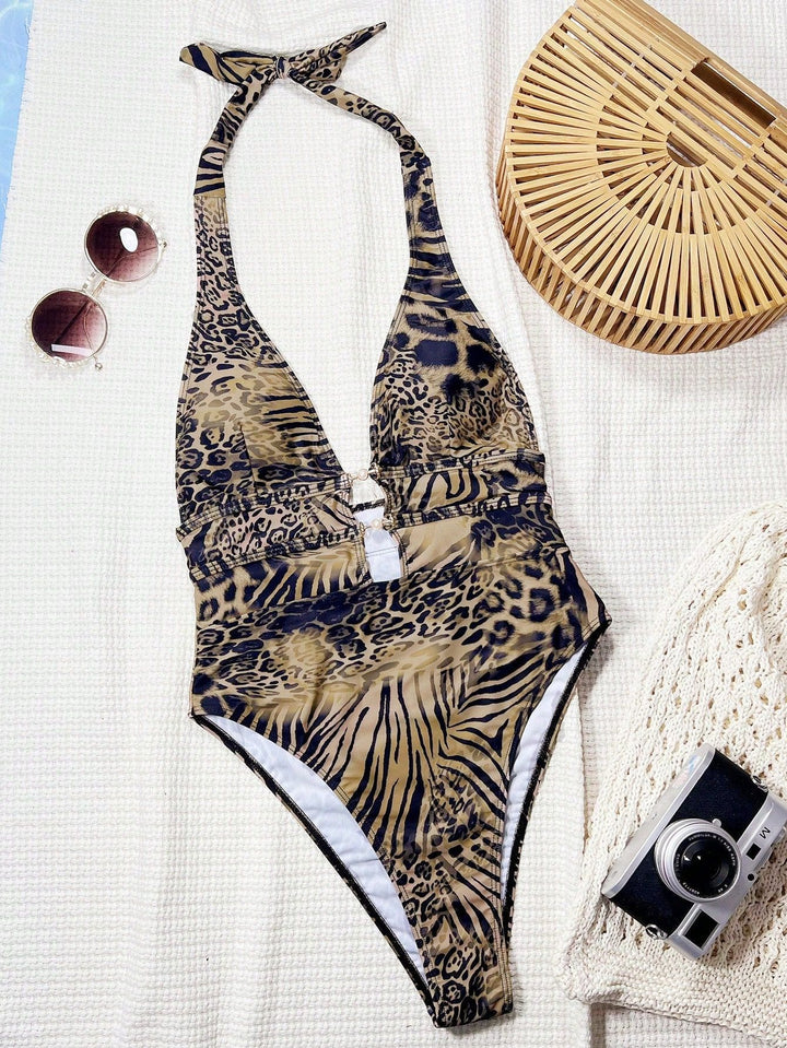 Ladies Designer Swimsuit with Deep V-Neck and Straps Mune Fashion